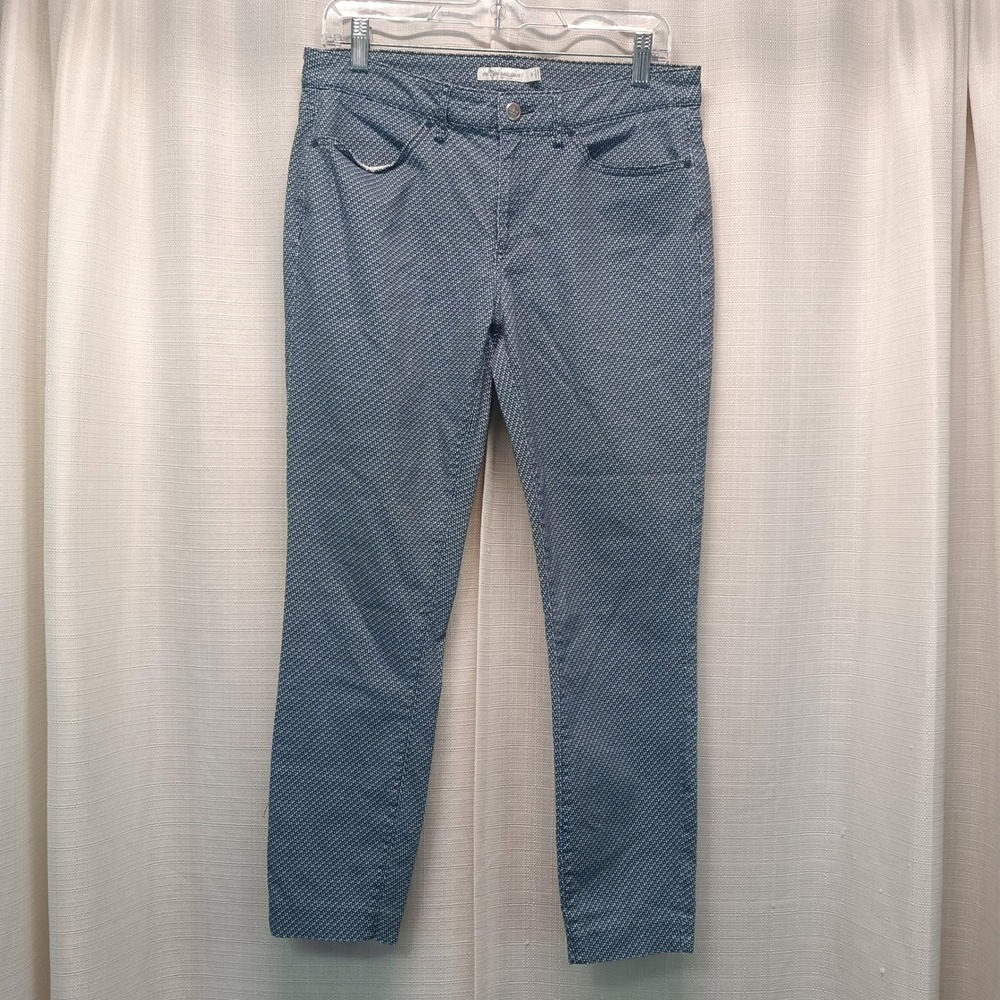Peter Millar Blue Geometric Print Slim Fit Cotton Blend Golf Pants Women 8 Sport